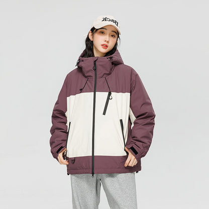 Contrast Color Casual All-matching Down Coat Shell Jacket