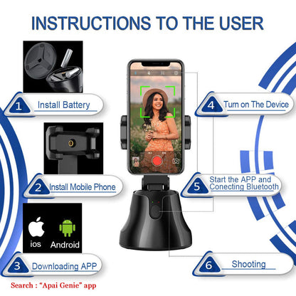 Portable All-in-one Auto Smart Shooting Selfie Stick ,  360 Rotation Auto Face Tracking Object Tracking vlog Camera Phone Holder