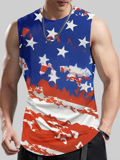 Men's Plus Size Sleeveless 3D Retro Print Vest
