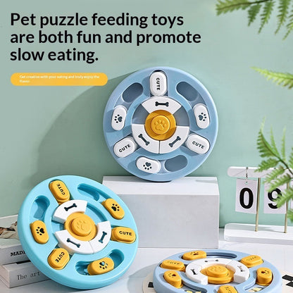 Pet Round Sounding Puzzle Toy In Blue And Yellow, Durable For Biting And Teething Training