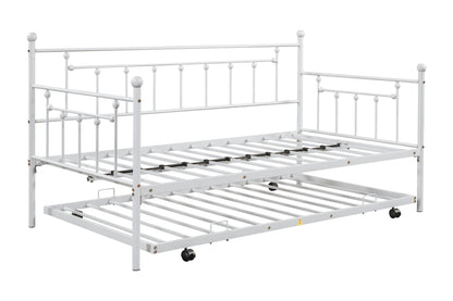 Metal double bed with ear shaft/sturdy/noise reduction/flexible ear shaft/retro style/no need for spring box (LIGHT GREY)