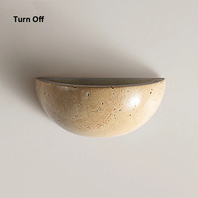Retro Yellow Cave Stone Bedroom Bedside Lamp Semicircle Living Room Corridor Wall Lamp