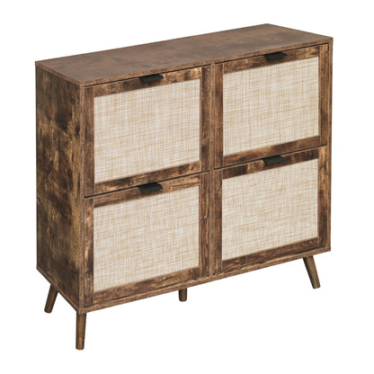 4 Door Shoe Rack, Freestanding Modern Shoe Storage Cabinet, for Entryway