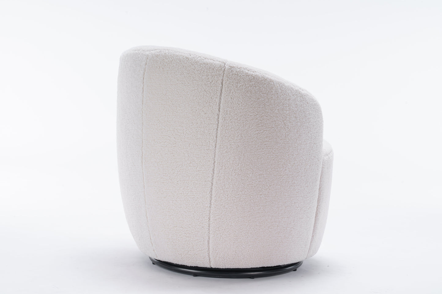 Teddy Fabric Swivel Accent Armchair Barrel Chair With Black Powder Coating Metal Ring Ivory White