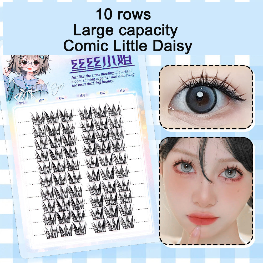 Sunflower Comics Pure Desire Eyelash Simulation Natural Thickening Large Segmented Trilogy False Eyelash Laziness