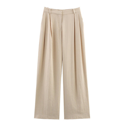 Elegant and Loose Women's Suit Jacket and Wide Leg Pants Style