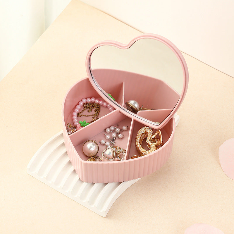 High-end luxury desktop large capacity compartment jewelry storage box with mirror