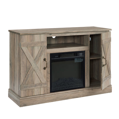 Farmhouse Classic Media TV Stand Antique Entertainment Console with 18" Electric Fireplace Insert for TV up to 50" with Open