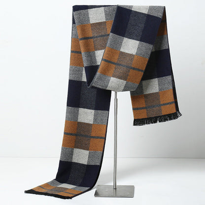 Simple Plaid Artificial Cashmere Warm Scarf
