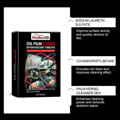 Automotive Windshield Oil Film Effervescent Tablet, Windshield Oil Film Stain Cleaning Effervescent Tablet