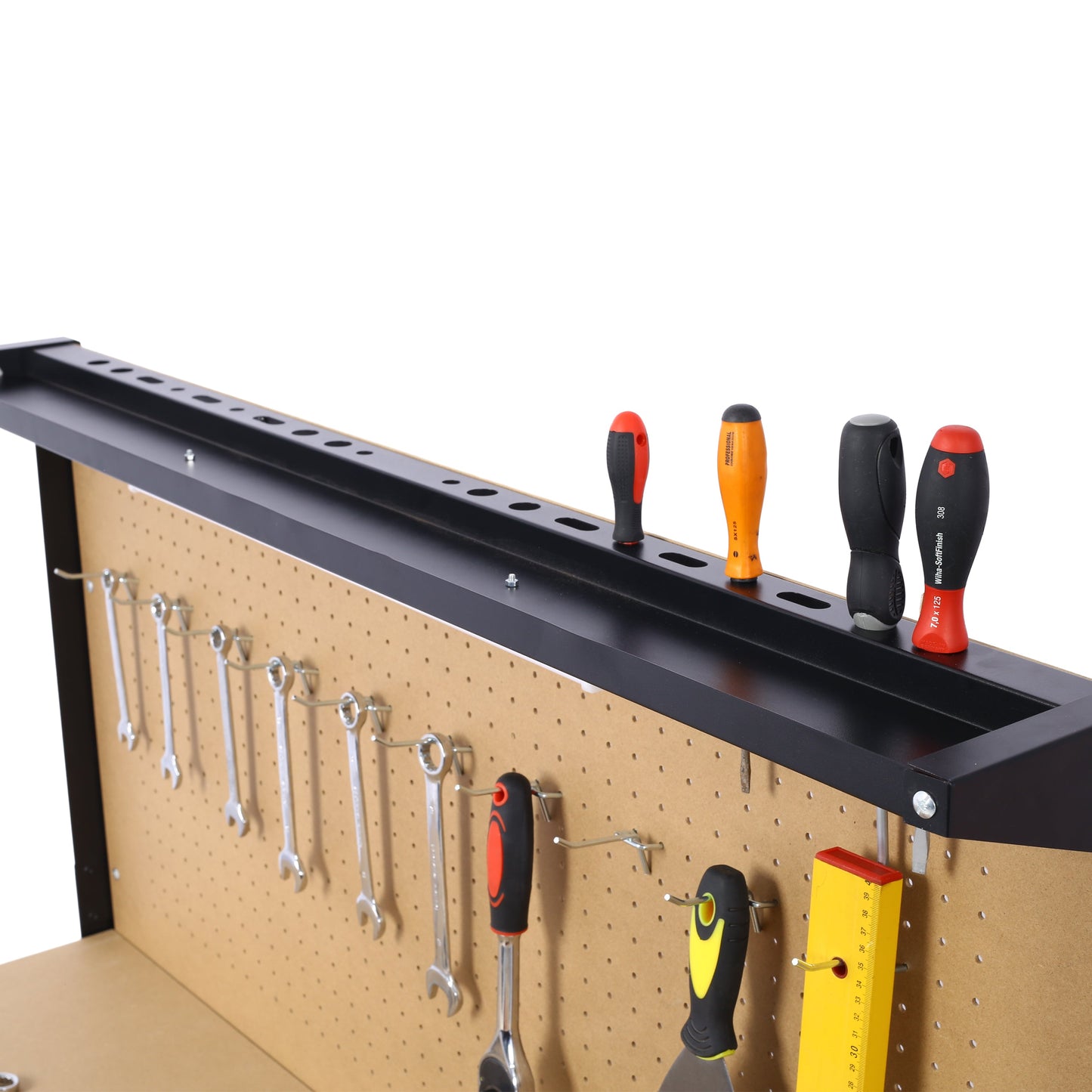 Steel Workbench Tool Storage Work Bench Workshop Tools Table W/Drawer and Peg Board ,4xAC outlets 2xUSB Ports