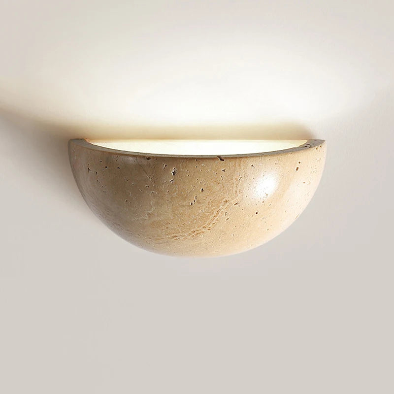 Retro Yellow Cave Stone Bedroom Bedside Lamp Semicircle Living Room Corridor Wall Lamp