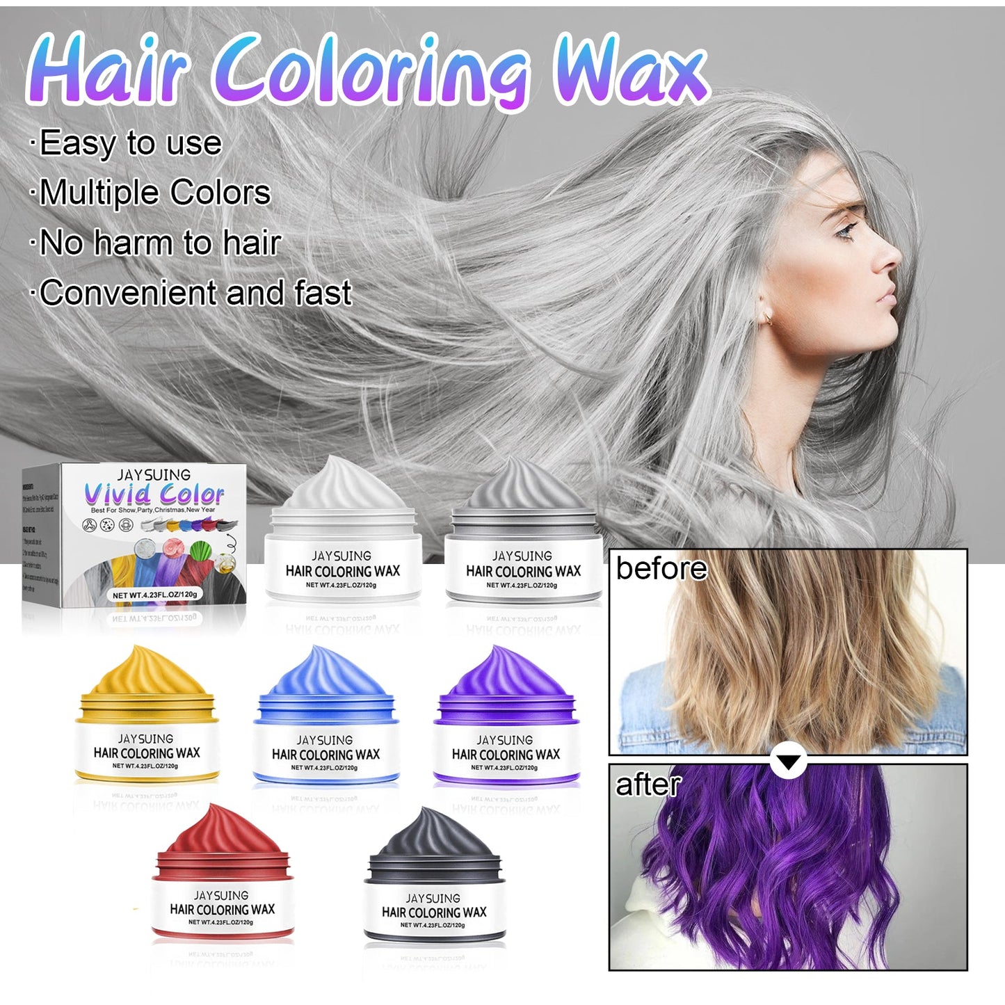 Hair Cream, Covering White Hair, Easy Coloring, Non-Dampening, Tide Color Beauty Hair Cream