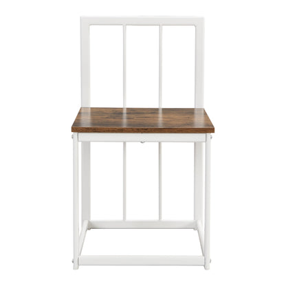 TOPMAX Modern 7-Piece Dining Table Set with Faux Marble Compact 55Inch Kitchen Table Set for 6  White+Cherry