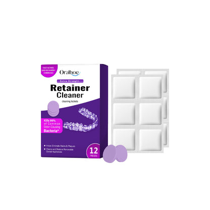 Purple Denture Retainer Cleaning Tablet Cleans Stains Tartar Deposits Dental Retainer Odor Cleaning Tablet