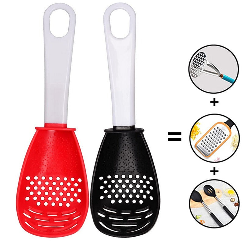 Grinding dish spoon mashing and draining water drain spoon grinding ginger and garlic spoon egg mixer mashed potatoes