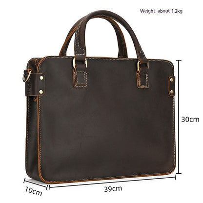 Retro Crazy Horse Leather Briefcase