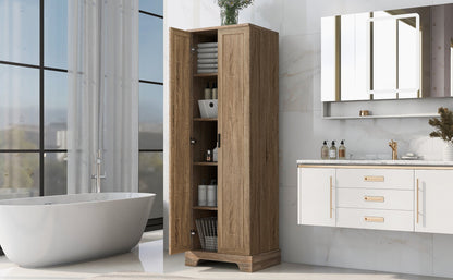 Storage Cabinet with Two Doors for Bathroom, Office, Adjustable Shelf, MDF Board, Brown