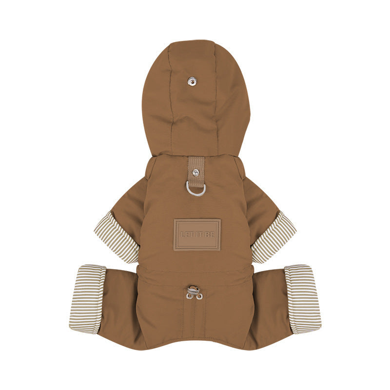 Pet Cotton-padded Coat Warm Four-legged Full-coverage With Hood
