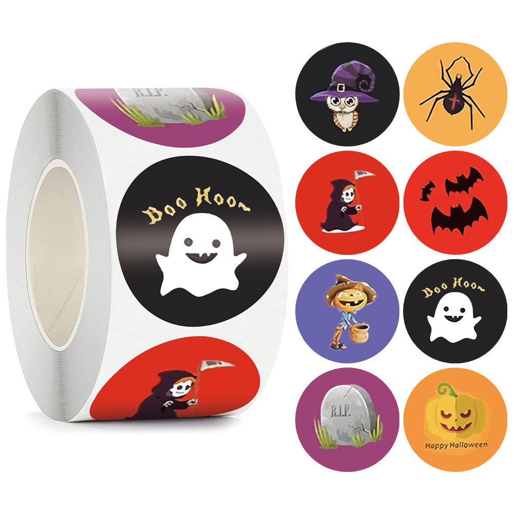 500 Rolls Happy Halloween Children's Toy Animals Thanks Decoration Sticker Label
