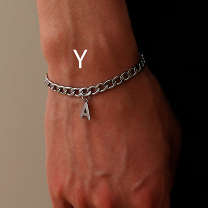 Simple Letter Titanium Steel Bracelet Men's Fashion
