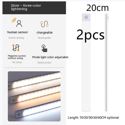 Smart Infrared Sensor Lamp Wireless Magnetic Long Cabinet Light With Rechargeable Hallway Wardrobe