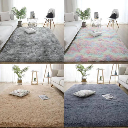 Silk Hair Tie-dyed Carpet Hair Plush Living Room Bedroom And Household