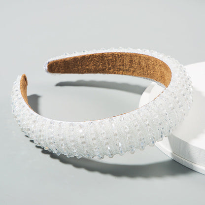 Hair Hoop Hand Woven Beaded Head Hoop Female Baroque Sponge Hair Bundle Korean Style Of The Net Red Face Wash Hair Accessories