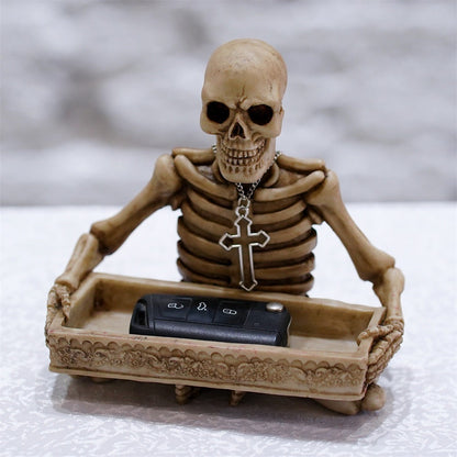 Antique Skull Holding Slot Storage Small Tray