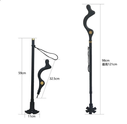 Telescopic Stick Stool Folding Handle Walking Stick