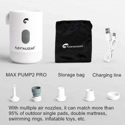 FLEXTAILGEAR Max Pump 2 Pro 4-in-1 Portable Mini Air Pump Electric Inflator USB Charging Sleeping Pad Camping Mattress Packraft