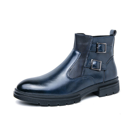 Short High-top Slip-on Leather Boots