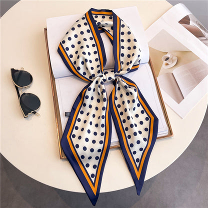 Thin Houndstooth Silk Scarf - Hair Tie