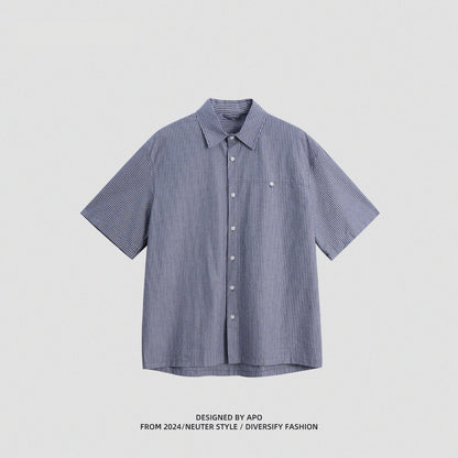 Simple Striped Patchwork Short Sleeve Long Sleeve Shirt