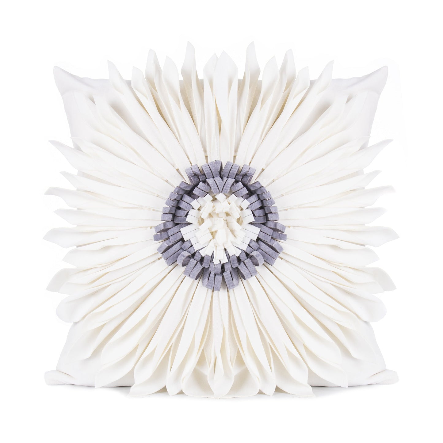 Modern White Velvet Chrysanthemum Pillow