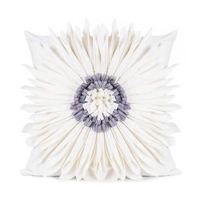 Modern White Velvet Chrysanthemum Pillow