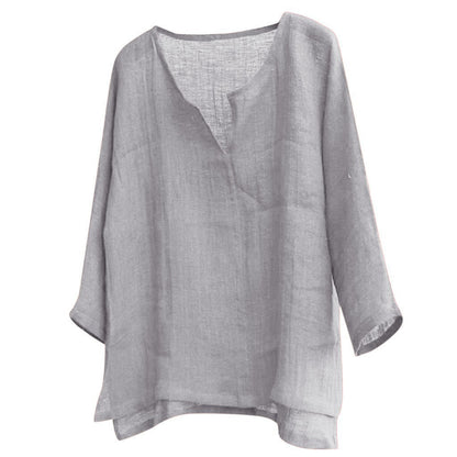 Chinese Style V-neck Men's Long-sleeved Shirt