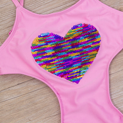 Peach Heart Adjustable Girls One-piece Swimsuit
