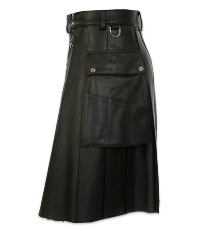 Scottish Festival Skirt Men's Multicolor Leather Pleated Skirt