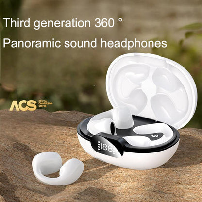 Clip on wireless Bluetooth earphones 5.3 clip on bone conduction sports earphones with ultra long battery life TWS earphones