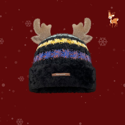 Christmas Deer Antler Knitted Hat