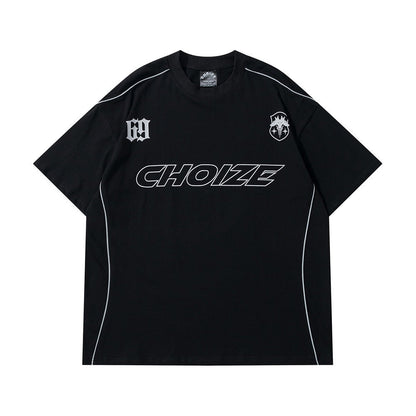 Letter printed short sleeved T-shirt men's loose sportswear American fashion brand niche summer round neck T-shirt top