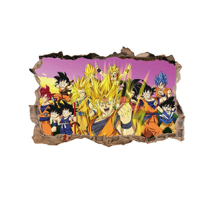 Cartoon anime children's room 3D broken wall wall decoration wall sticker self-adhesive seven dragon ball game wall decoration p
