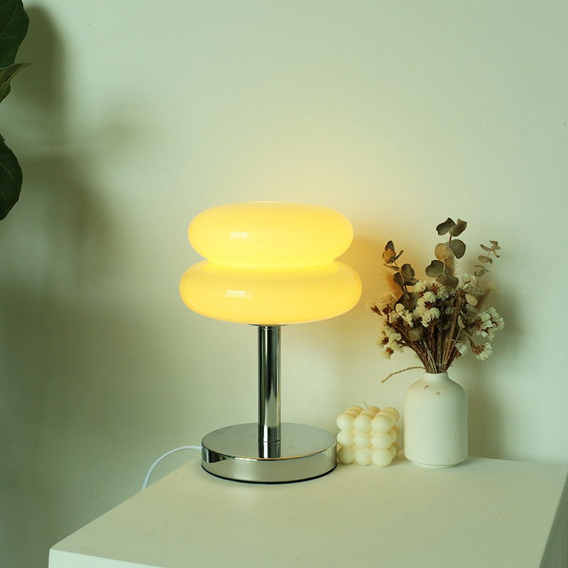 Egg Tart Decorative Medieval Cream Glass Living Room Bedroom Lamp