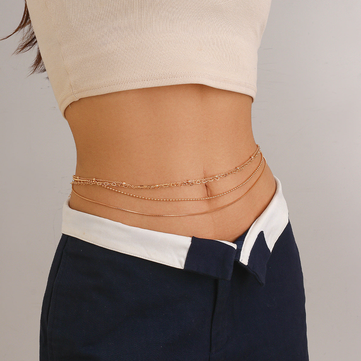 Stacked metal thin chain sexy multi-layer sweet cool spicy girl body chain