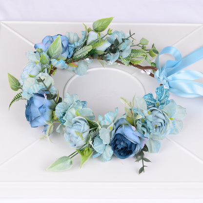Mori series dried flower wreath bridal headdress crown hairdress wedding accessories Beach Resort studio props