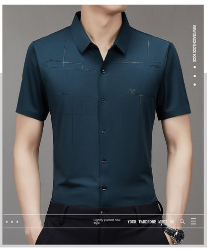 Summer Men's Short Sleeve Seamless Business Shirt