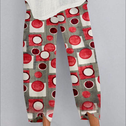 Women's Loose And Irregular Rendering Printing Elastic Waist Dungarees