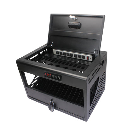 16 Bay Charging Cabinet for Laptop Chromebook Locking Charging Station-BLACK