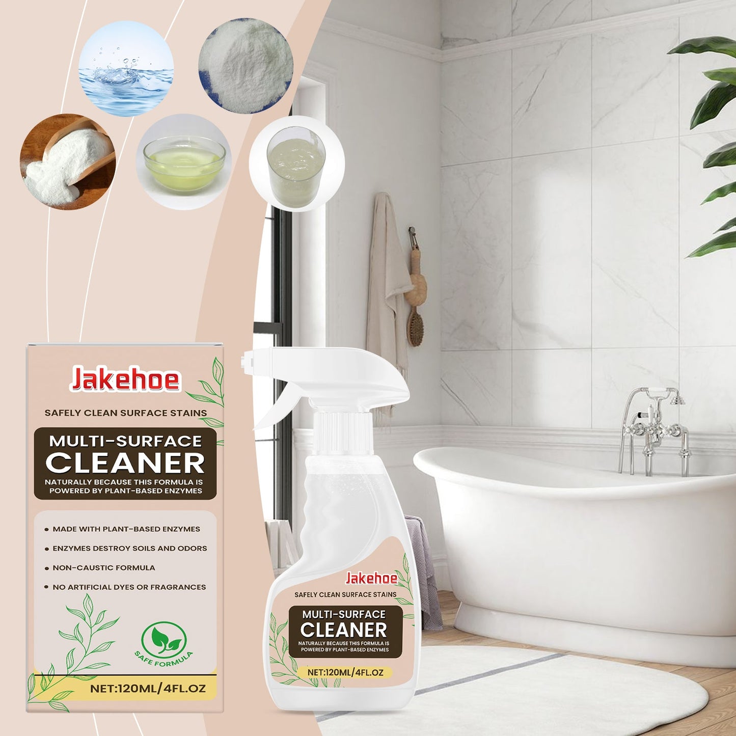 Multi-Surface Cleaner Kitchen Range Hood Sink Countertop Stain Removal Multi-Effect Cleaner